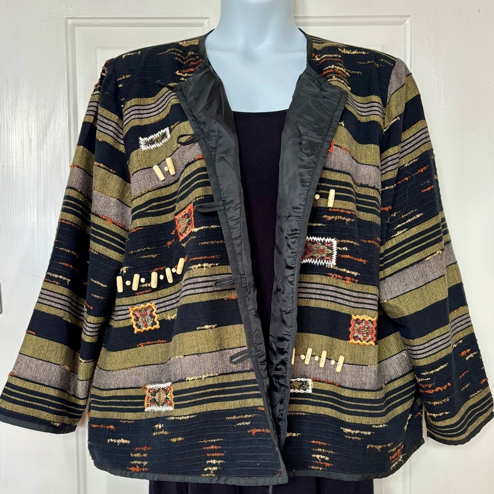 Indigo Moon Vintage Wearable Art Women's Jacket 2X